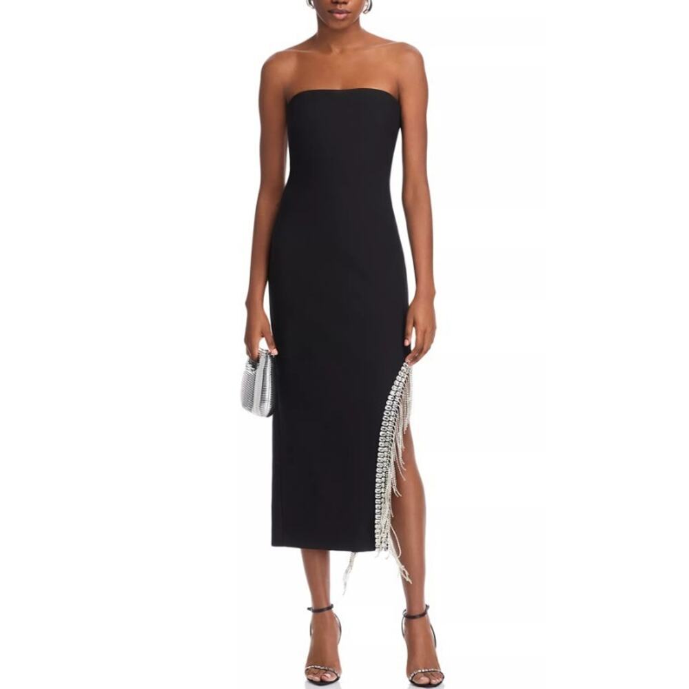 Cinq à Sept 6 Dress Sammy Rhinestone Fringe Black Strapless Formal Prom NEW $700